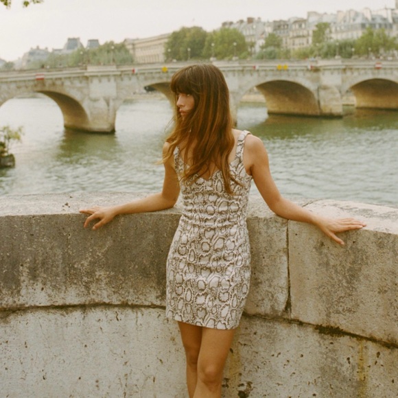 Zara Dresses & Skirts - ZARA Animal Print Snakeskin Faux Suede Mini Dress Black & Ecru Size Medium‎